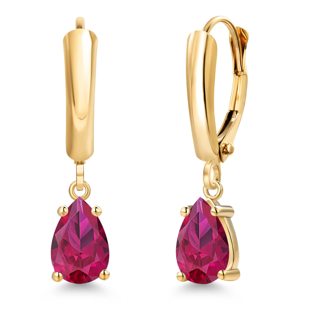 Created Ruby - July_Earrings in 14K Yellow Gold