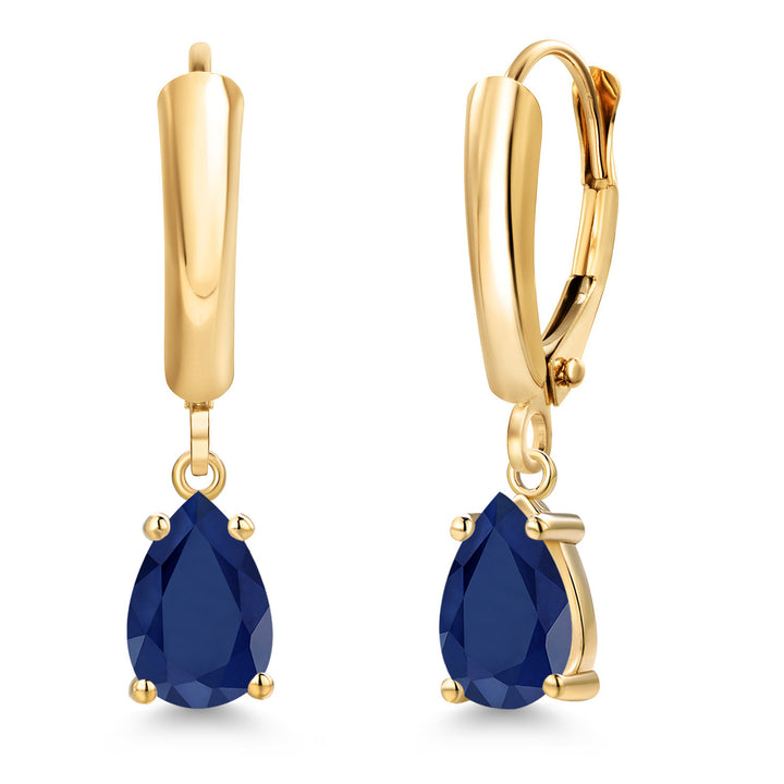 Blue Sapphire - September_Earrings in 14K Yellow Gold