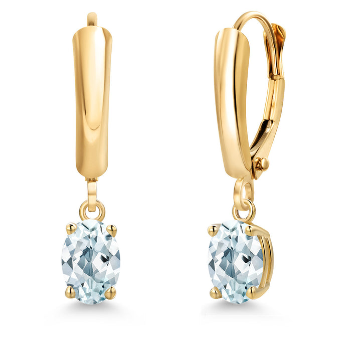 Aquamarine - March_Earrings in 14K Yellow Gold