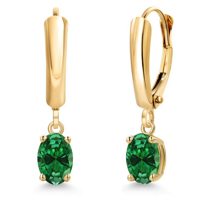 Created Emerald - May_Earrings in 14K Yellow Gold