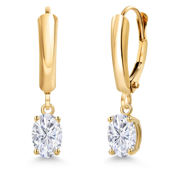 White Moissanite - April_Earrings in 14K Yellow Gold