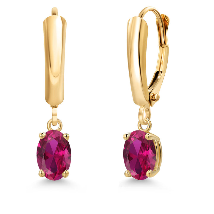 Created Ruby - July_Earrings in 14K Yellow Gold