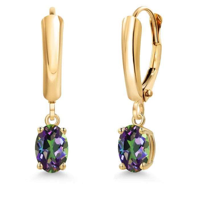 Green Mystic Topaz_Earrings in 14K Yellow Gold