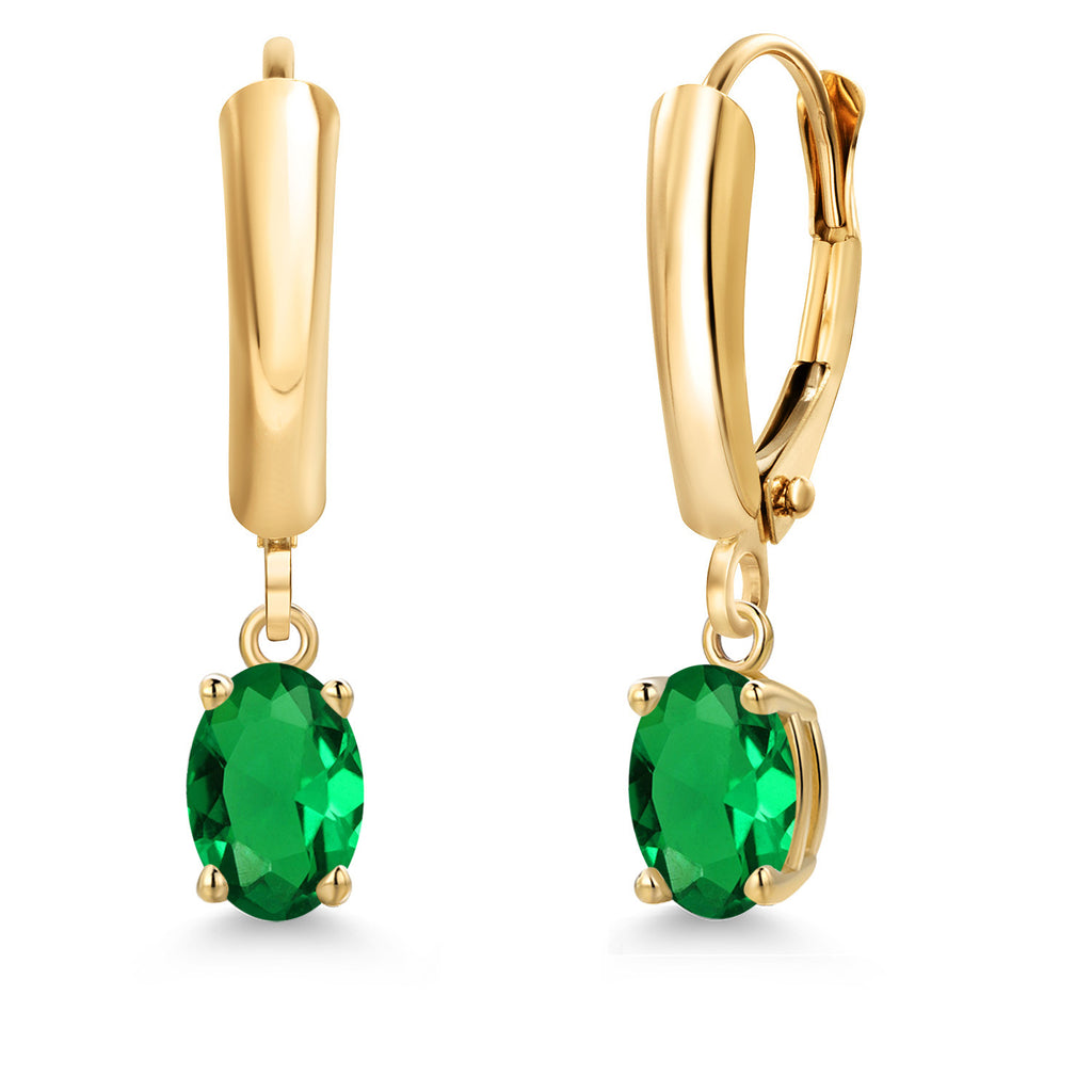 Nano Emerald - May_Earrings in 14K Yellow Gold