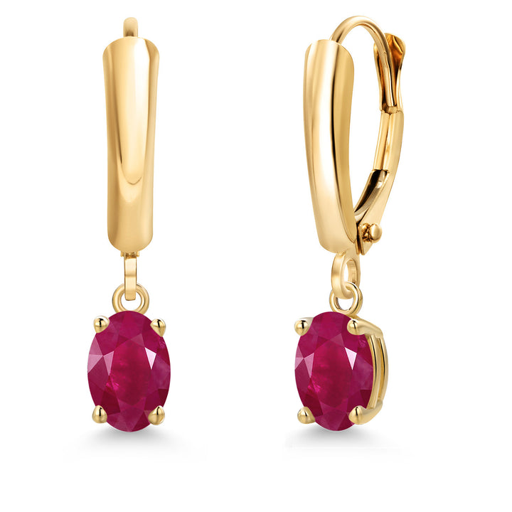 Ruby - July_Earrings in 14K Yellow Gold