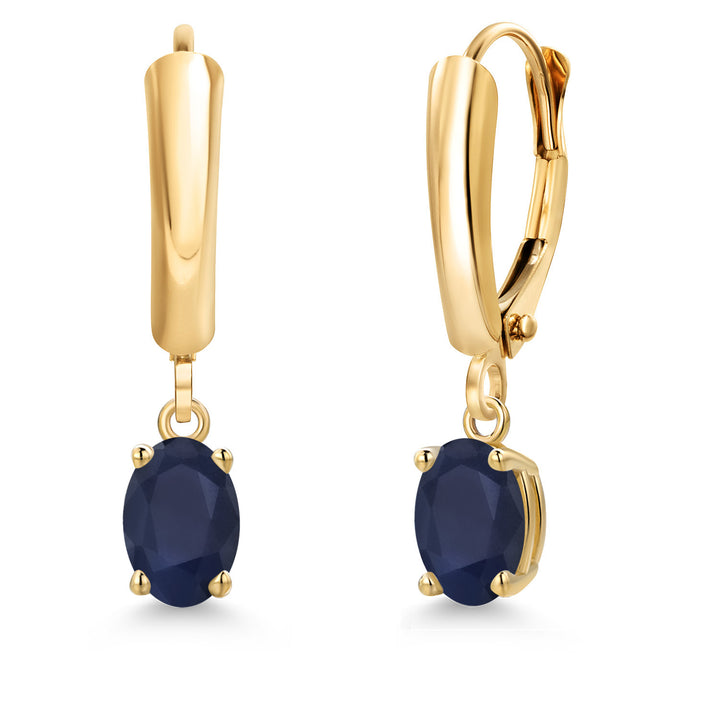 Blue Sapphire - September_Earrings in 14K Yellow Gold