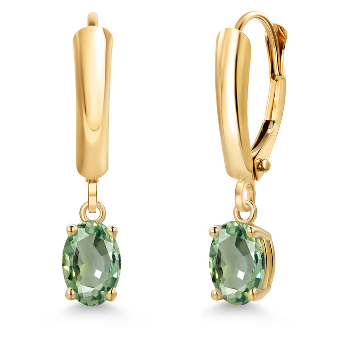 Green Sapphire - September_Earrings in 14K Yellow Gold