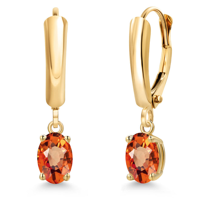 Orange Sapphire - September_Earrings in 14K Yellow Gold