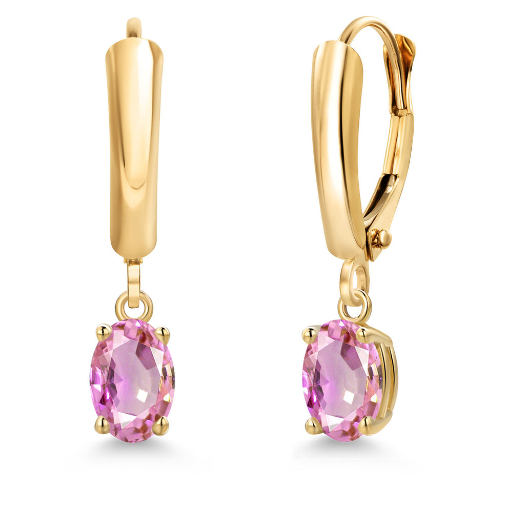 Pink Sapphire - September_Earrings in 14K Yellow Gold