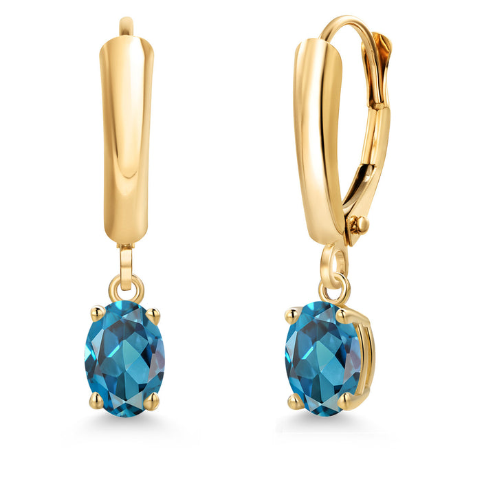 London Blue Topaz - November_Earrings in 14K Yellow Gold