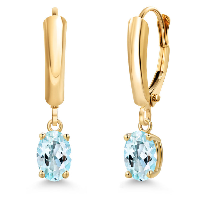 Sky Blue Topaz - November_Earrings in 14K Yellow Gold