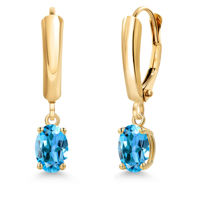 Swiss Blue Topaz - November_Earrings in 14K Yellow Gold