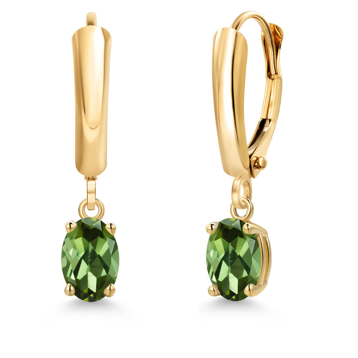 Green Tourmaline - October_Earrings in 14K Yellow Gold