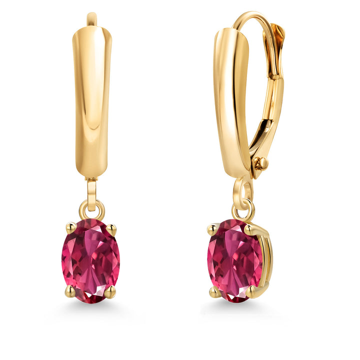 Pink Tourmaline - October_Earrings in 14K Yellow Gold