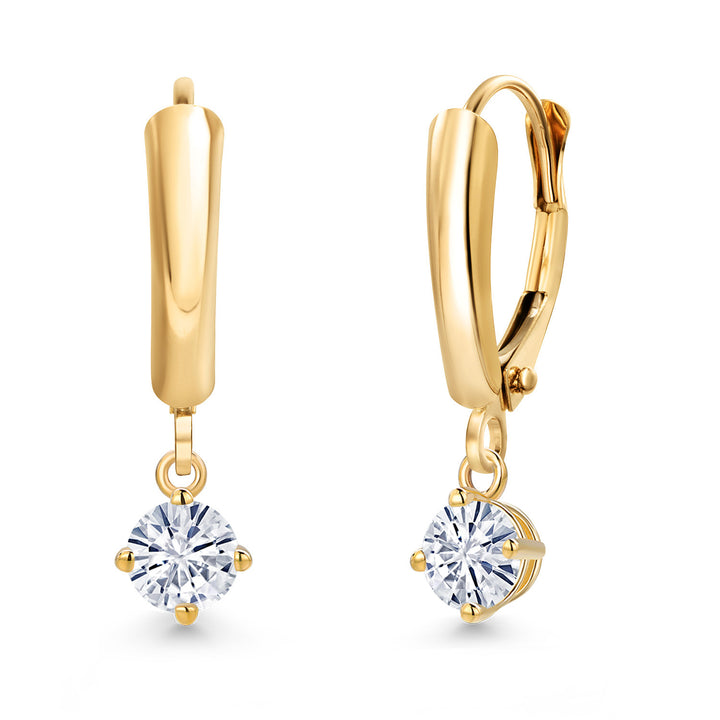 White Moissanite - April_Earrings in 14K Yellow Gold