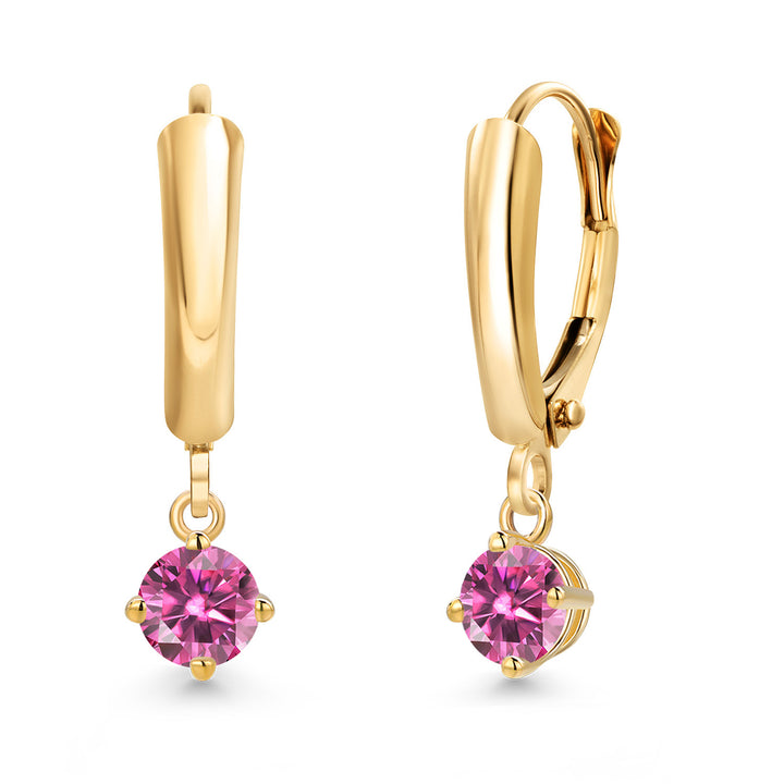 Pink Moissanite - April_Earrings in 14K Yellow Gold