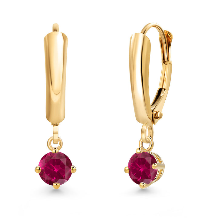 Created Ruby - July_Earrings in 14K Yellow Gold