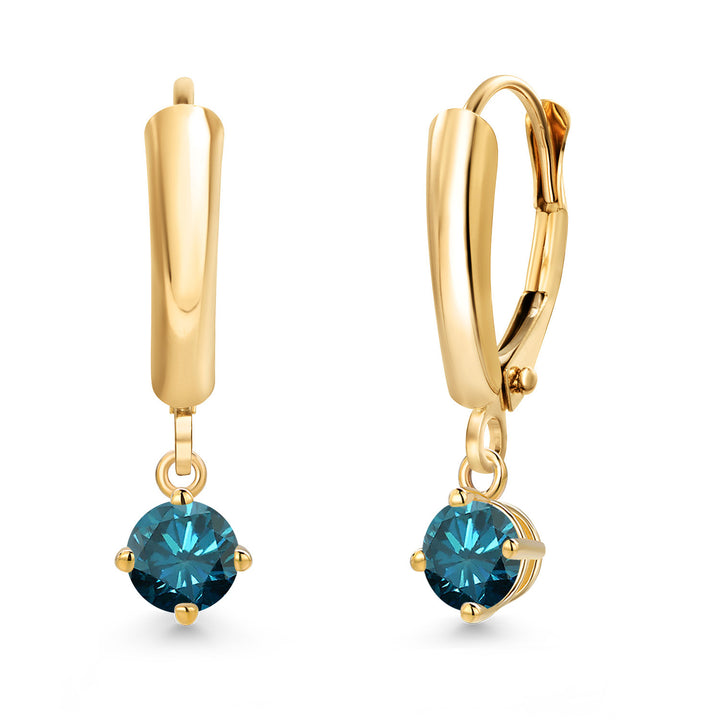 Blue Diamond - April_Earrings in 14K Yellow Gold