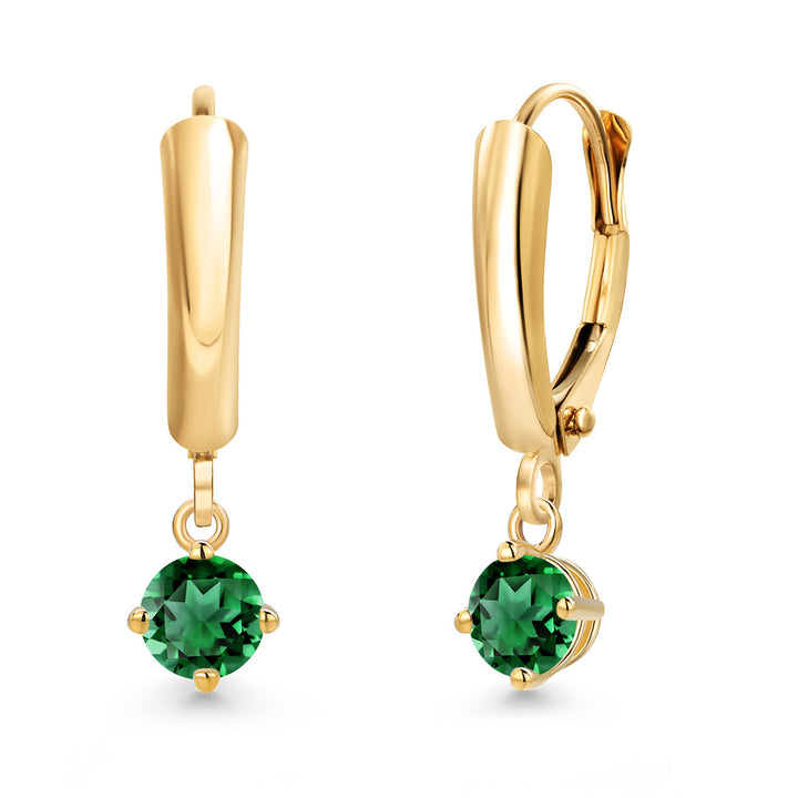 Nano Emerald - May_Earrings in 14K Yellow Gold
