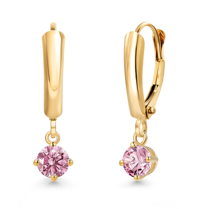Pink Lab Grown Diamond - April_Earrings in 14K Yellow Gold