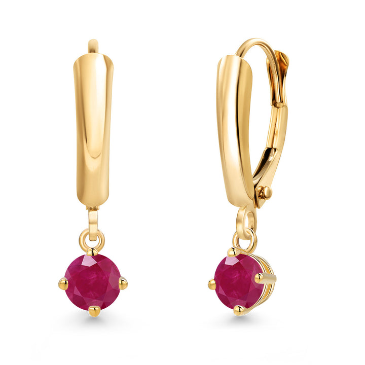 Ruby - July_Earrings in 14K Yellow Gold