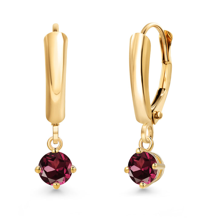 Rhodolite Garnet_Earrings in 14K Yellow Gold
