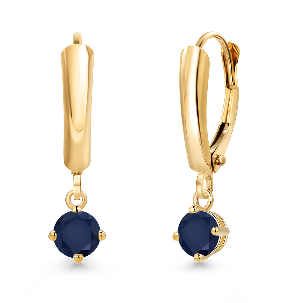 Blue Sapphire - September_Earrings in 14K Yellow Gold