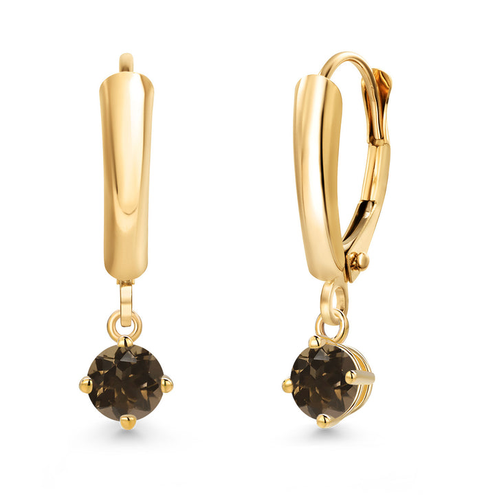 Smoky Quartz_Earrings in 14K Yellow Gold