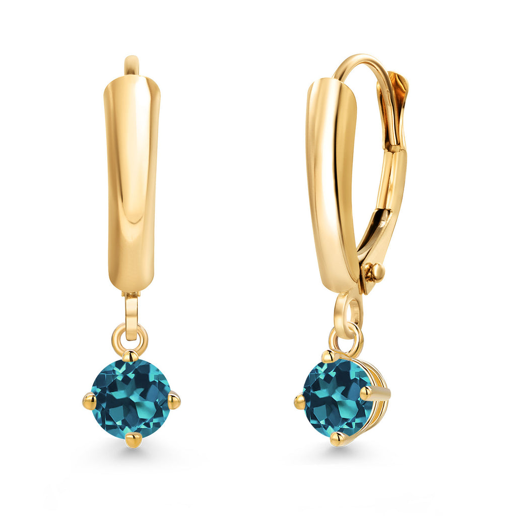 London Blue Topaz - November_Earrings in 14K Yellow Gold