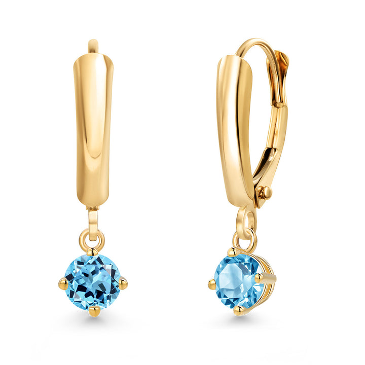 Swiss Blue Topaz - November_Earrings in 14K Yellow Gold