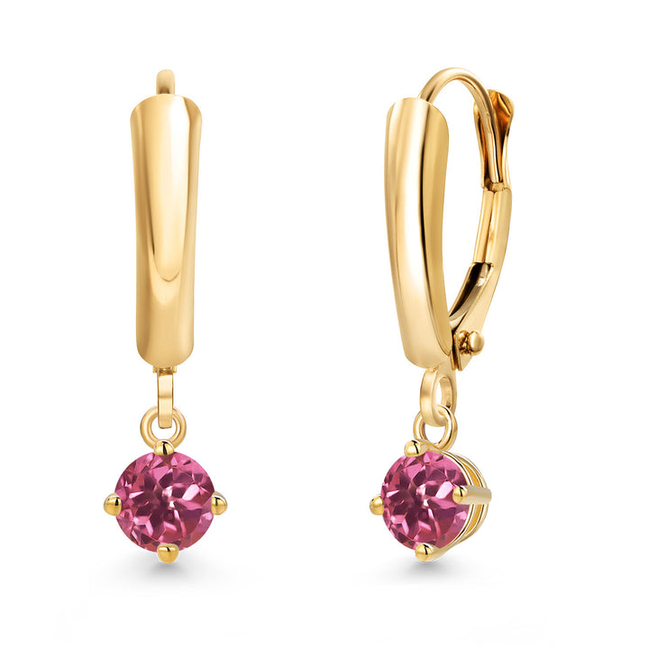 Pink Tourmaline - October_Earrings in 14K Yellow Gold