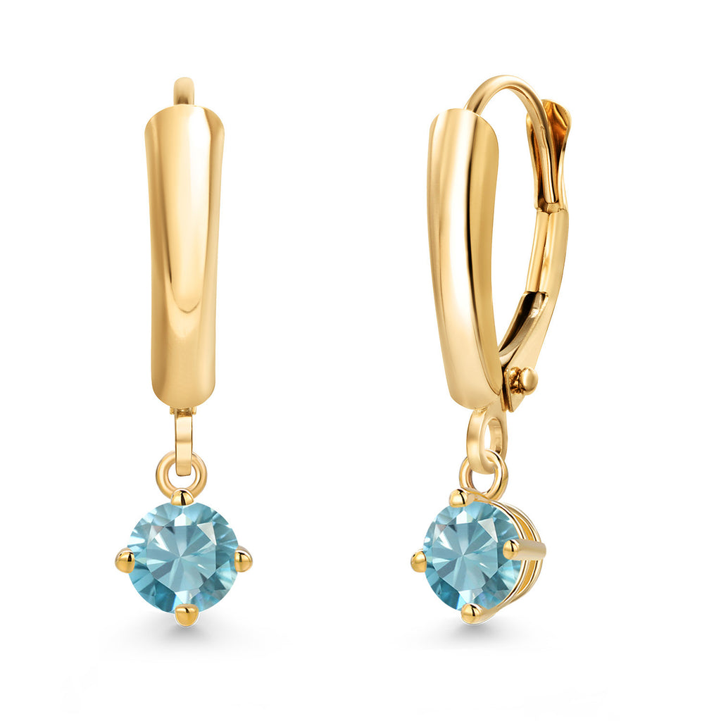 Blue Zircon_Earrings in 14K Yellow Gold
