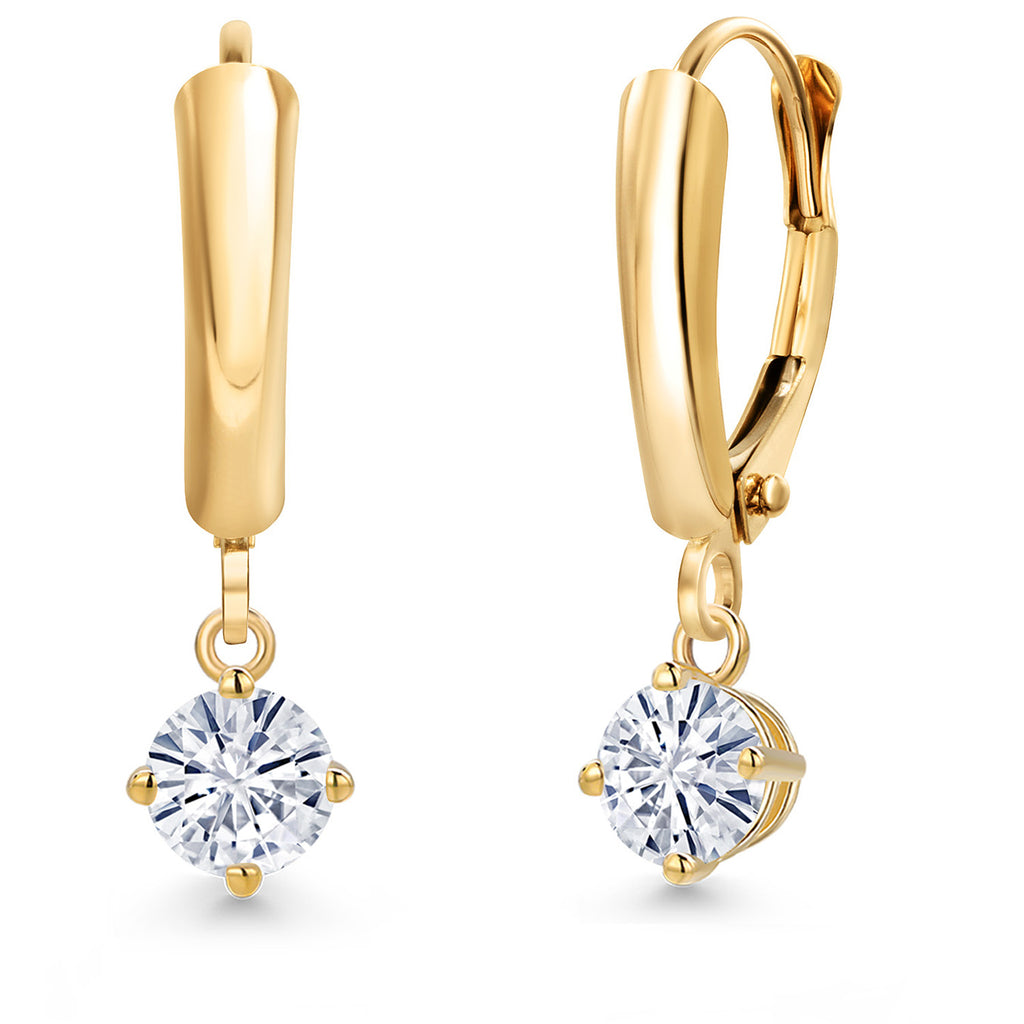 White Moissanite - April_Earrings in 14K Yellow Gold