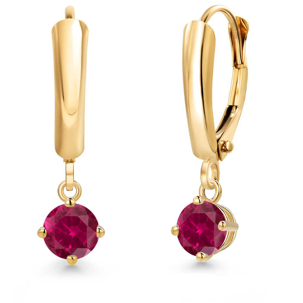 Created Ruby - July_Earrings in 14K Yellow Gold