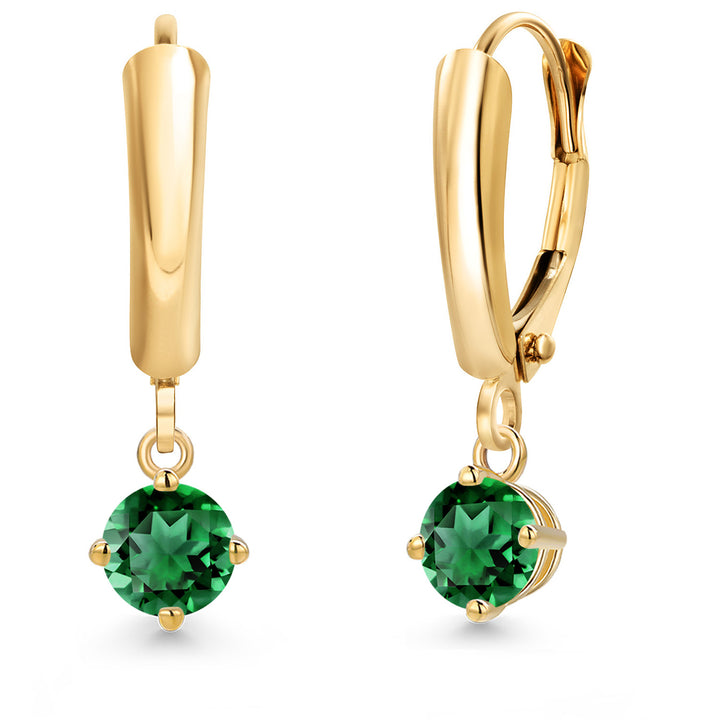 Nano Emerald - May_Earrings in 14K Yellow Gold