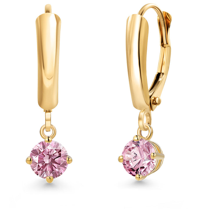 Pink Lab Grown Diamond - April_Earrings in 14K Yellow Gold