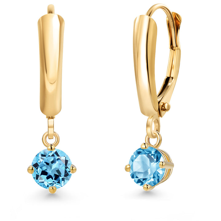 Swiss Blue Topaz - November_Earrings in 14K Yellow Gold