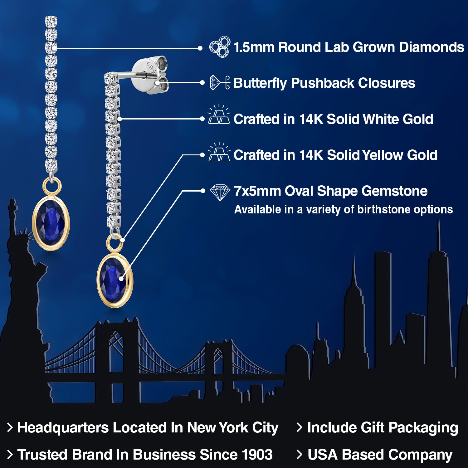 Earrings in 14K Two Tone Gold