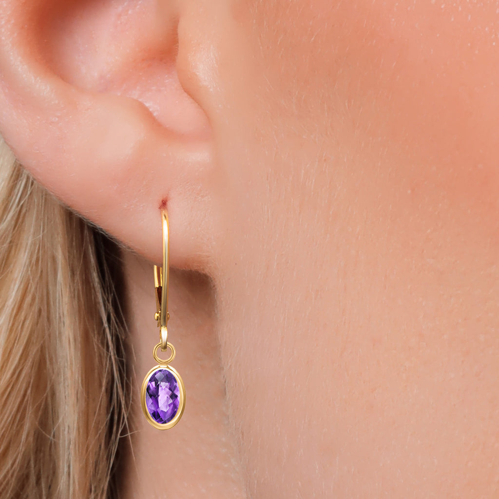 Purple_Earrings in 14K Yellow Gold