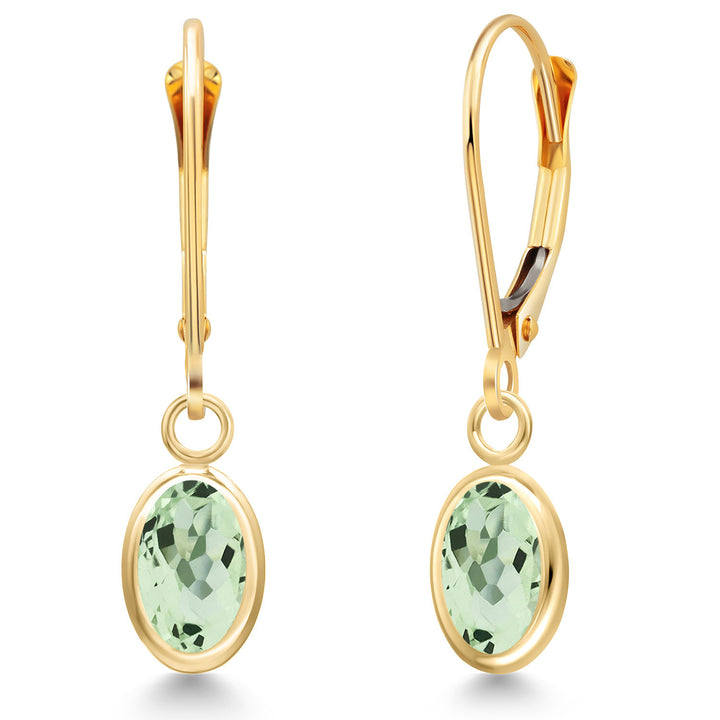 Prasiolite_Earrings in 14K Yellow Gold
