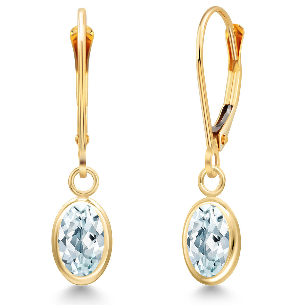 Aquamarine - March_Earrings in 14K Yellow Gold