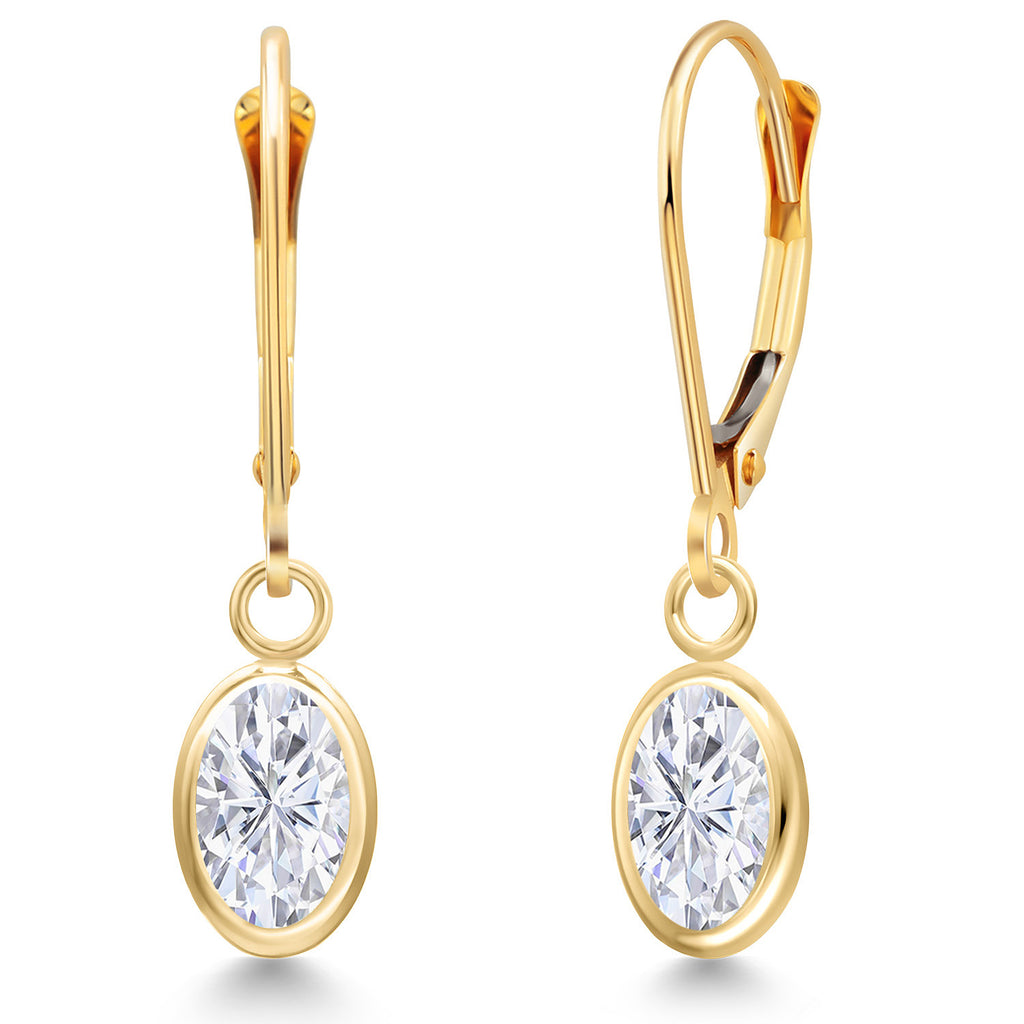White Moissanite - April_Earrings in 14K Yellow Gold