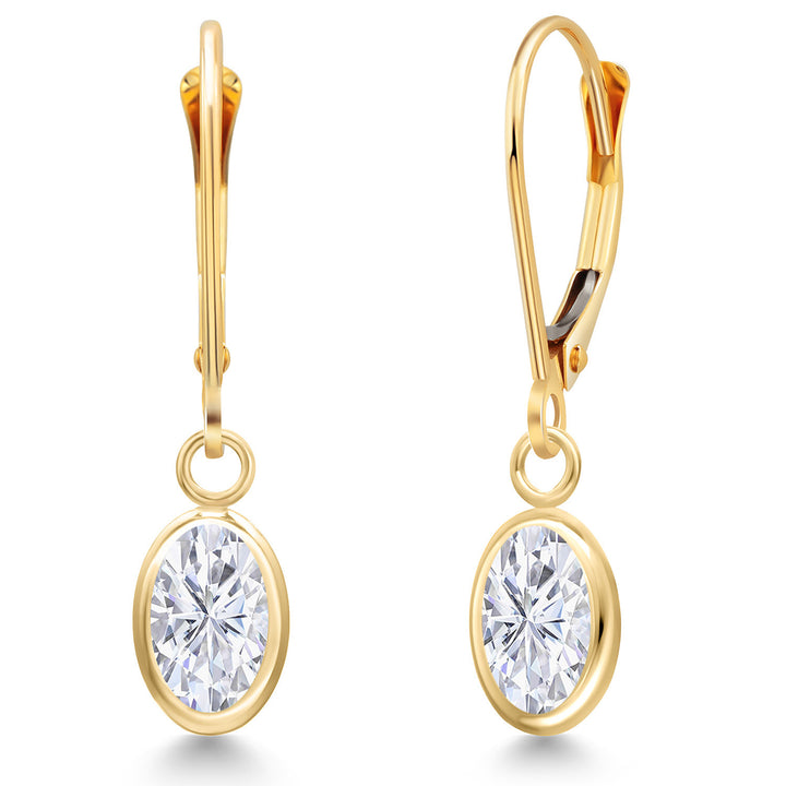 White Moissanite - April_Earrings in 14K Yellow Gold