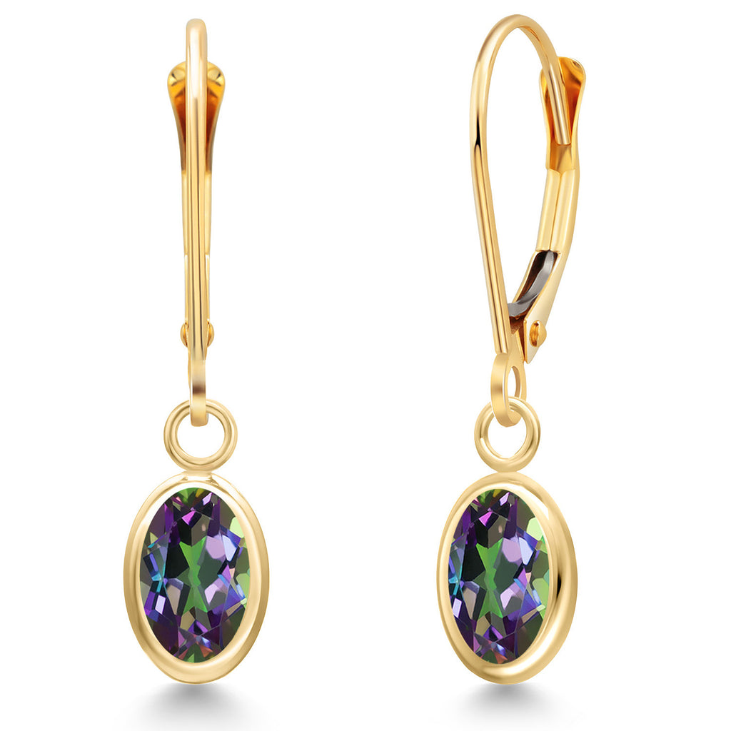 Green Mystic Topaz_Earrings in 14K Yellow Gold