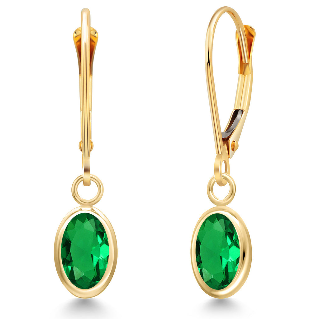 Nano Emerald - May_Earrings in 14K Yellow Gold