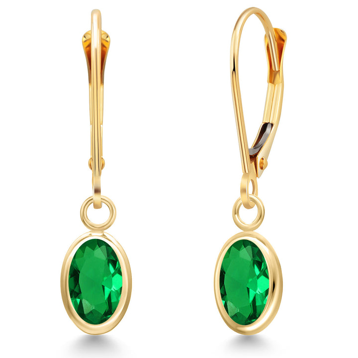 Nano Emerald - May_Earrings in 14K Yellow Gold