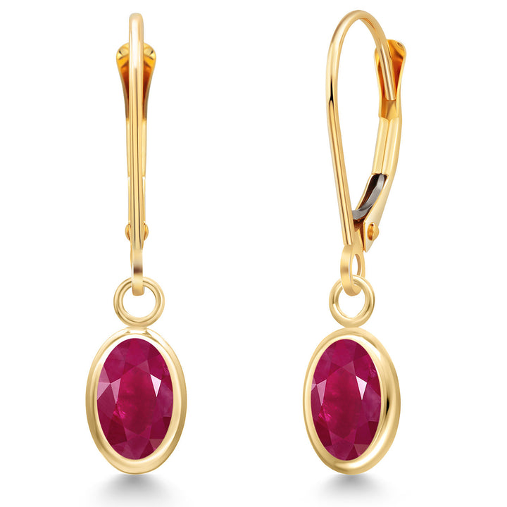 Ruby - July_Earrings in 14K Yellow Gold
