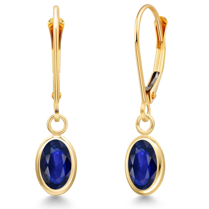 Blue Sapphire - September_Earrings in 14K Yellow Gold