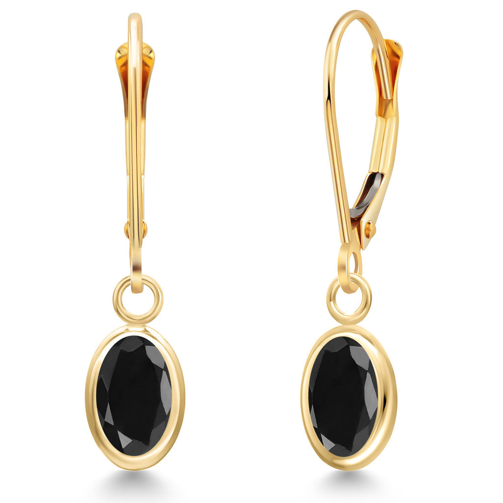 Black Sapphire - September_Earrings in 14K Yellow Gold