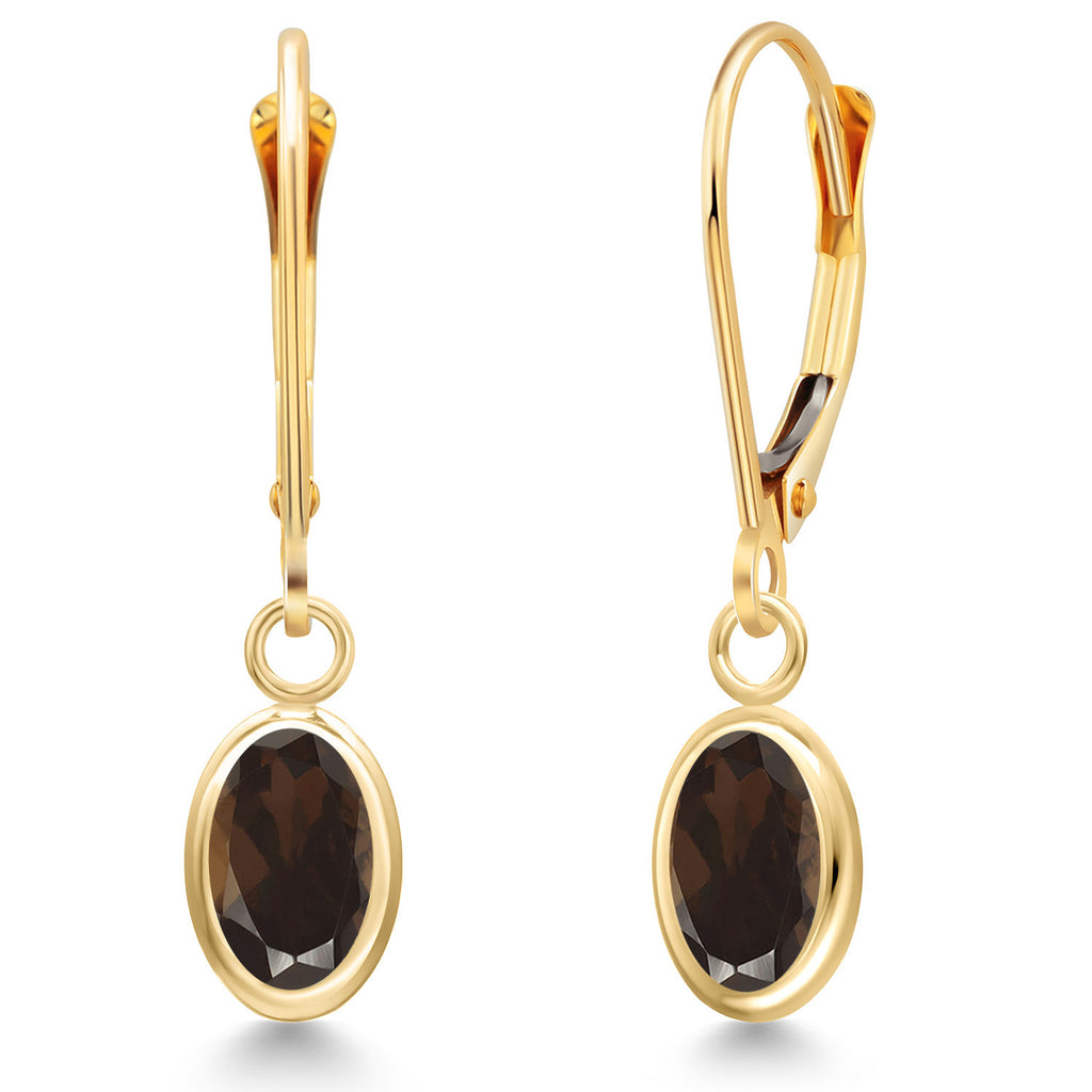Smoky Quartz_Earrings in 14K Yellow Gold